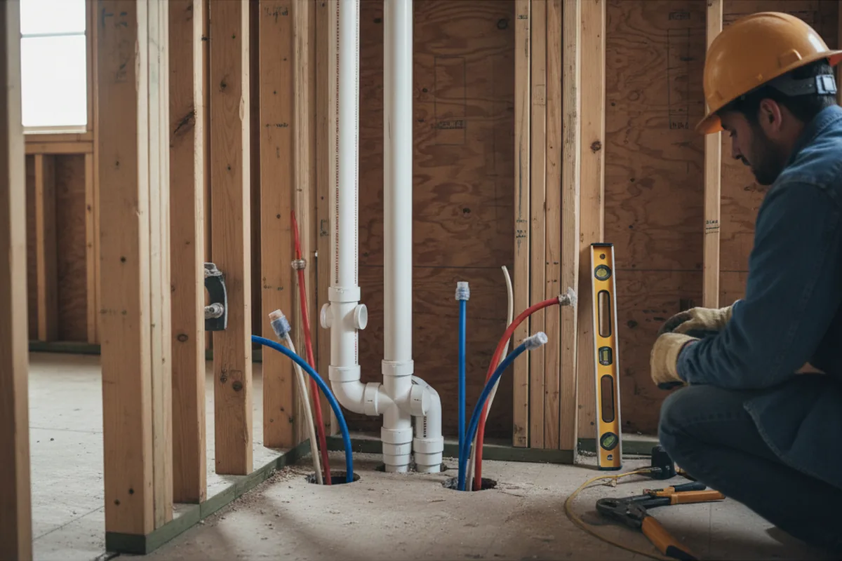 Drain and supply rough-in during Leak Detection in Moody
